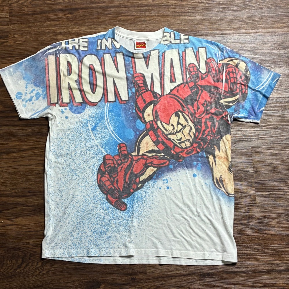 Marvel Iron Man‎ 2009 AOP T Shirt Mens XL White All Over Print Y2K Tee Doomsday